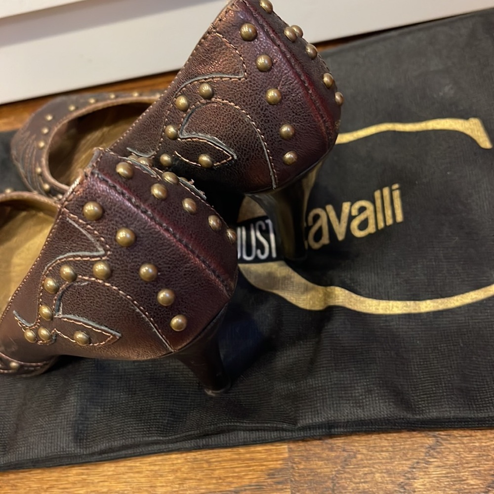 Just Cavalli Metallic Leather Purple Shoes - Picture 3 of 5